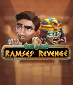 Uncover the mysterious world of the Ramses' Revenge game by Relax Gaming, featuring a startled explorer and a terrifying mummy set against an Egyptian tomb backdrop. This image captures the adventure of Egyptian archaeology, great for those interested in historical adventures, delivering a gripping escape. 